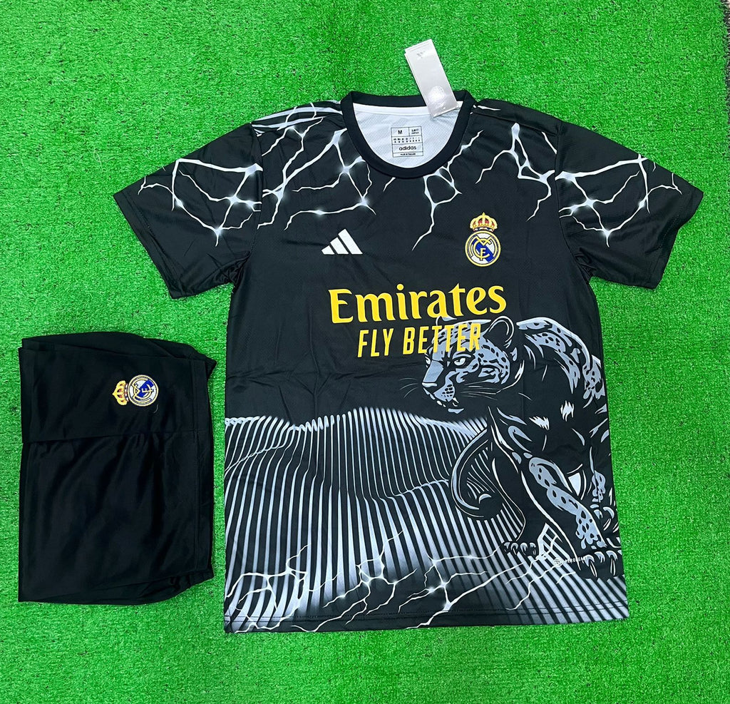 R Madrid Black White Chinese Dragon Jersey with Shorts 2024/25 [PremiumQuality]