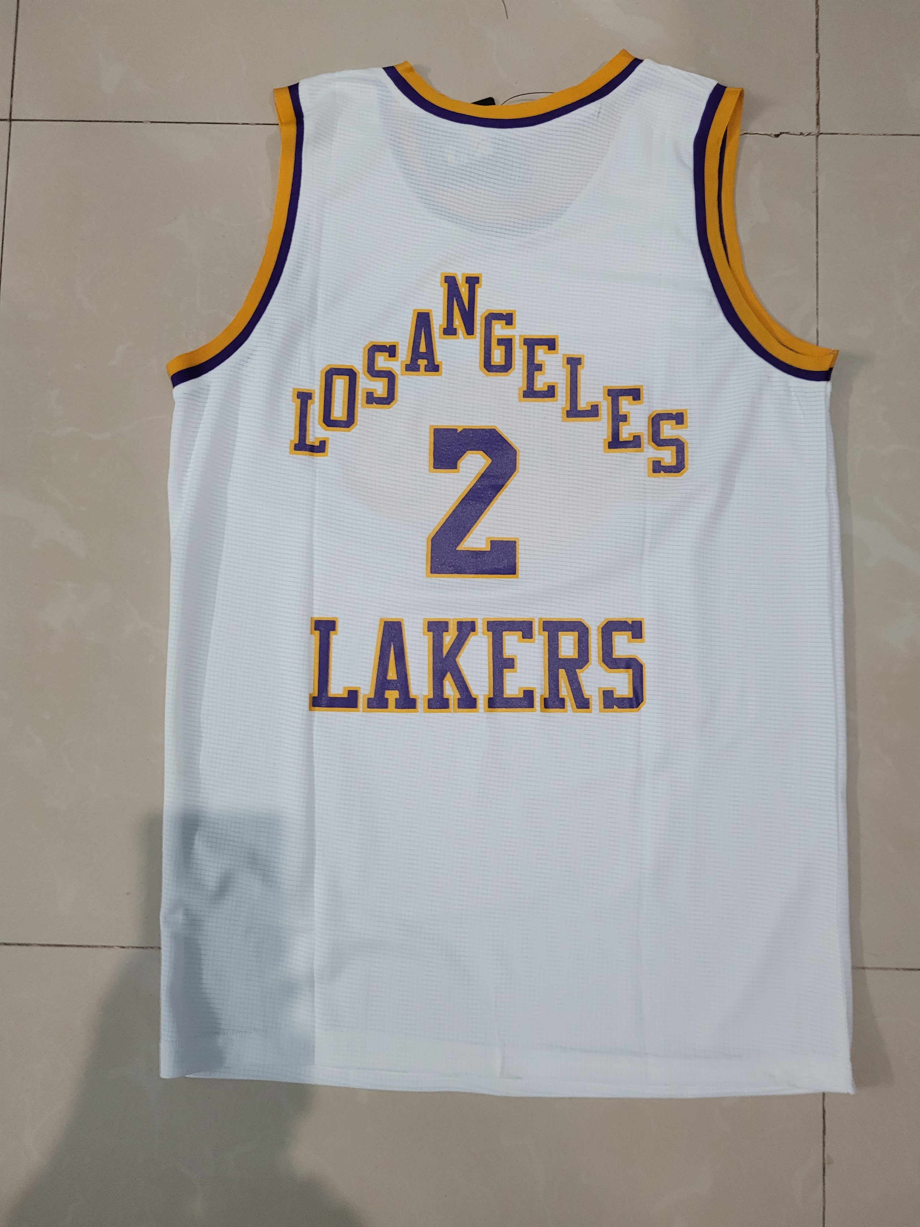 Lakers Los angles 2 White Yellow Basketball Jersey Only[Print]