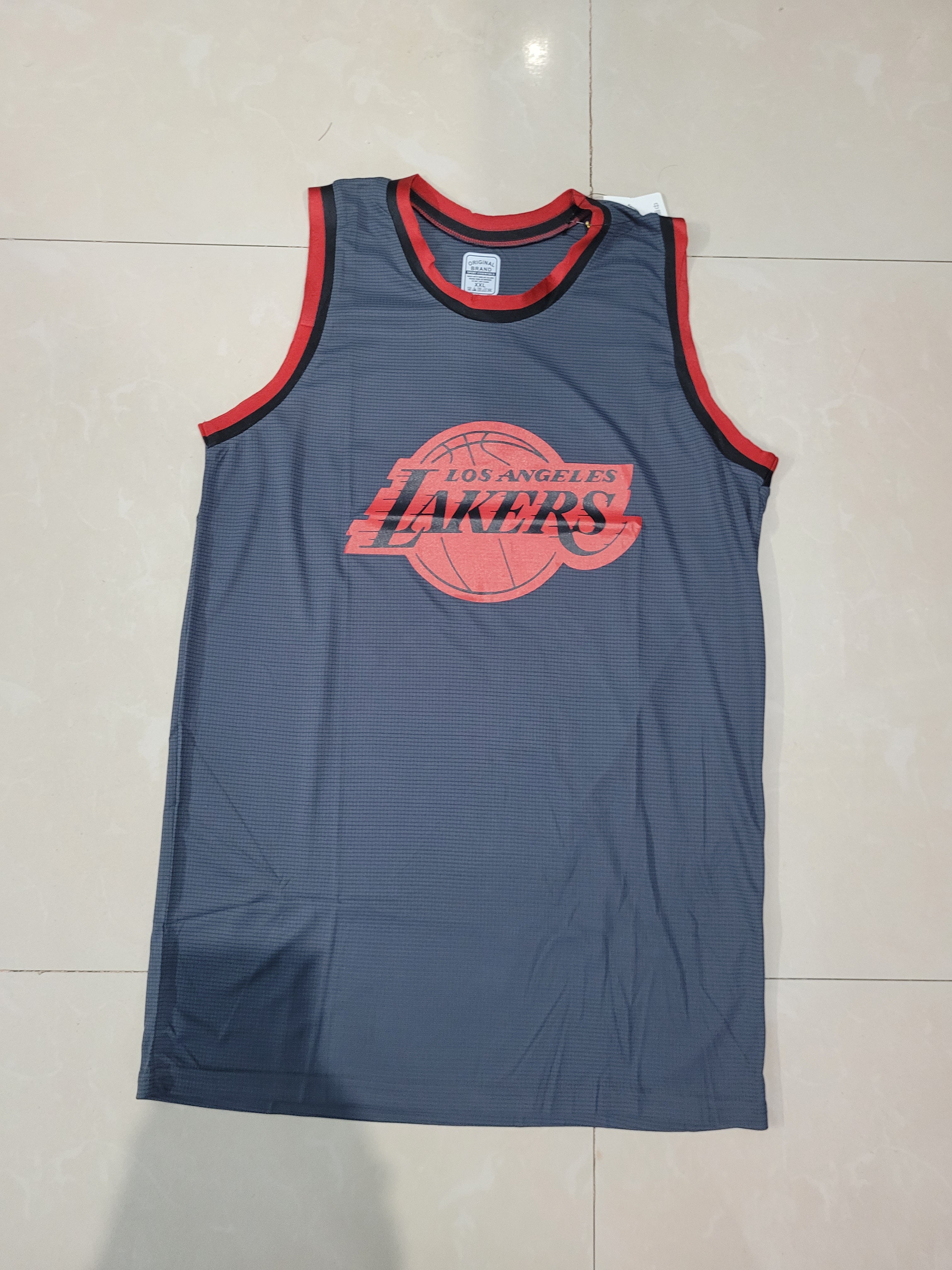Lakers Los angles 2 Grey Red Basketball Jersey Only[Print]