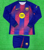Barcelona Home Full Sleeve Jersey with Shorts 2025/26 [Premium Quality]