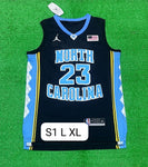 Jordan North Carolina 23 Black/Blue Basketball Jersey [Stitch]