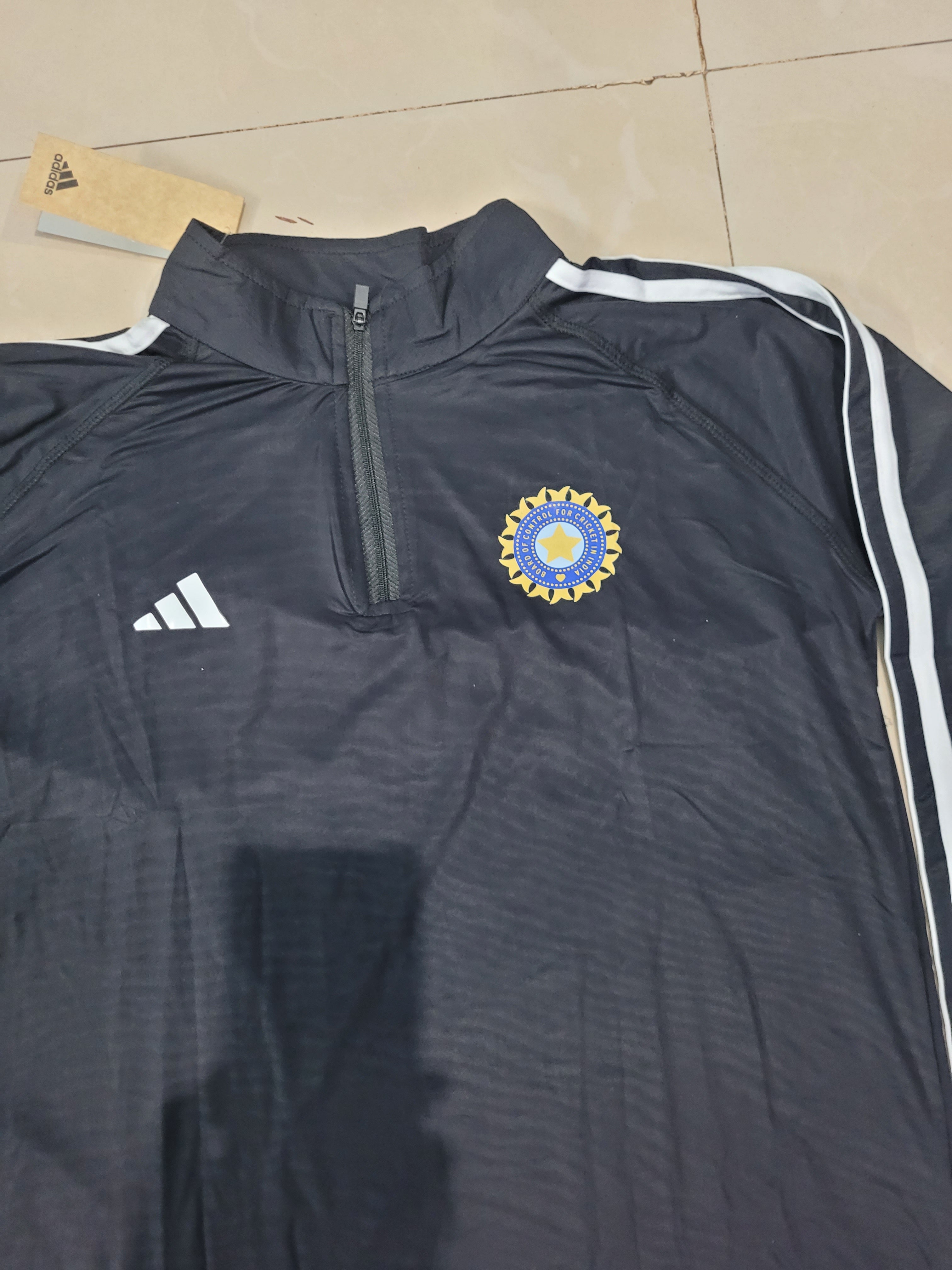 INDIA  Cricket Full Sleeve FAN Black with White strips Jersey 2024/25 [Superior Quality]