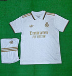 R Madrid pre match White golden Jersey and Shorts 2025/26 [Premium Quality]