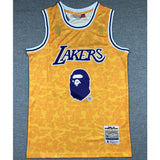 Bryant Bape Lakers 24 Yellow/Blue Basketball Jersey [Stitch]