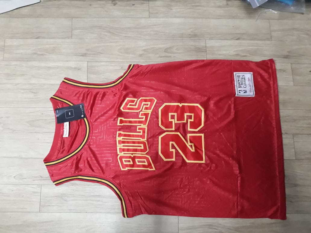 Jordan 23 Bulls Red/Yellow Basketball Jersey [Stitch]