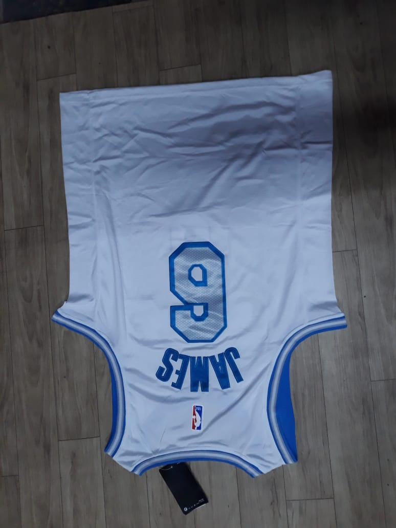 James 6 Lakers White/Blue Basketball Jersey [Stitch]