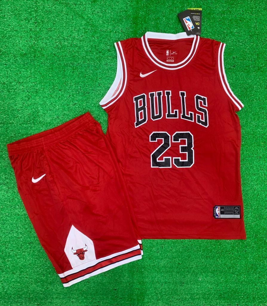 Jordan 23 Bulls Red/Black Basketball Jersey with Shorts[Print]