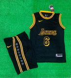 James 6 Lakers Black/Yellow Basketball Jersey Only [Print]