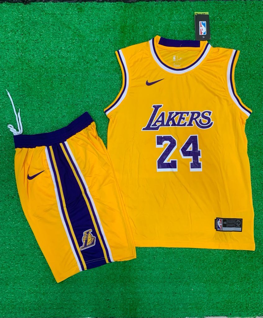 Bryant 24 Lakers Yellow/Blue Basketball Jersey Only [Print]