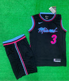 Wade 3 Miami Black Basketball Jersey Only [Print]