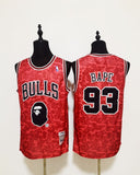 Bape 93 Bulls Red/Black Basketball Jersey [Stitch]