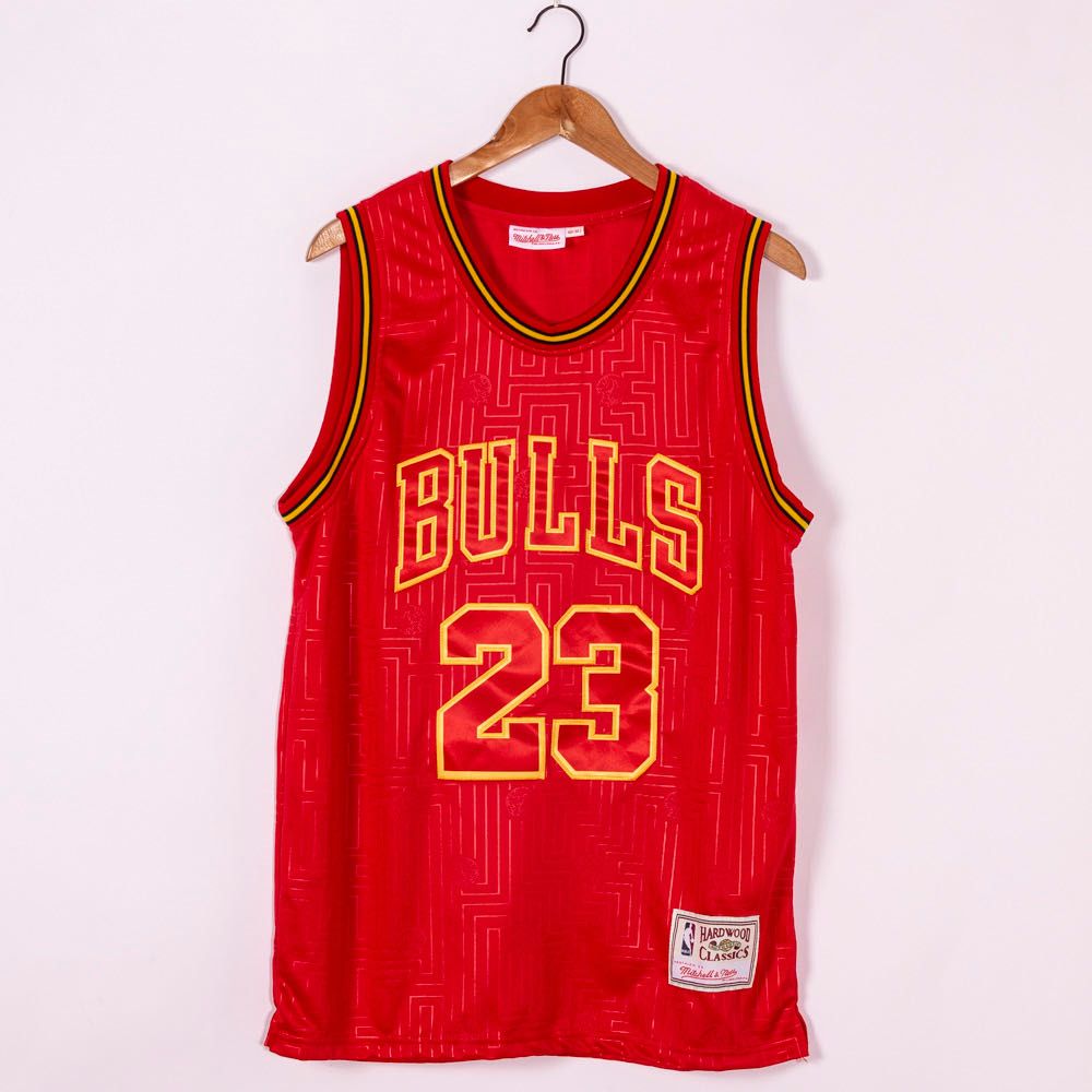 Jordan 23 Bulls Red/Yellow Basketball Jersey [Stitch]