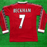 Retro Beckham Manchester United Home Full Sleeve Jersey 1998-00