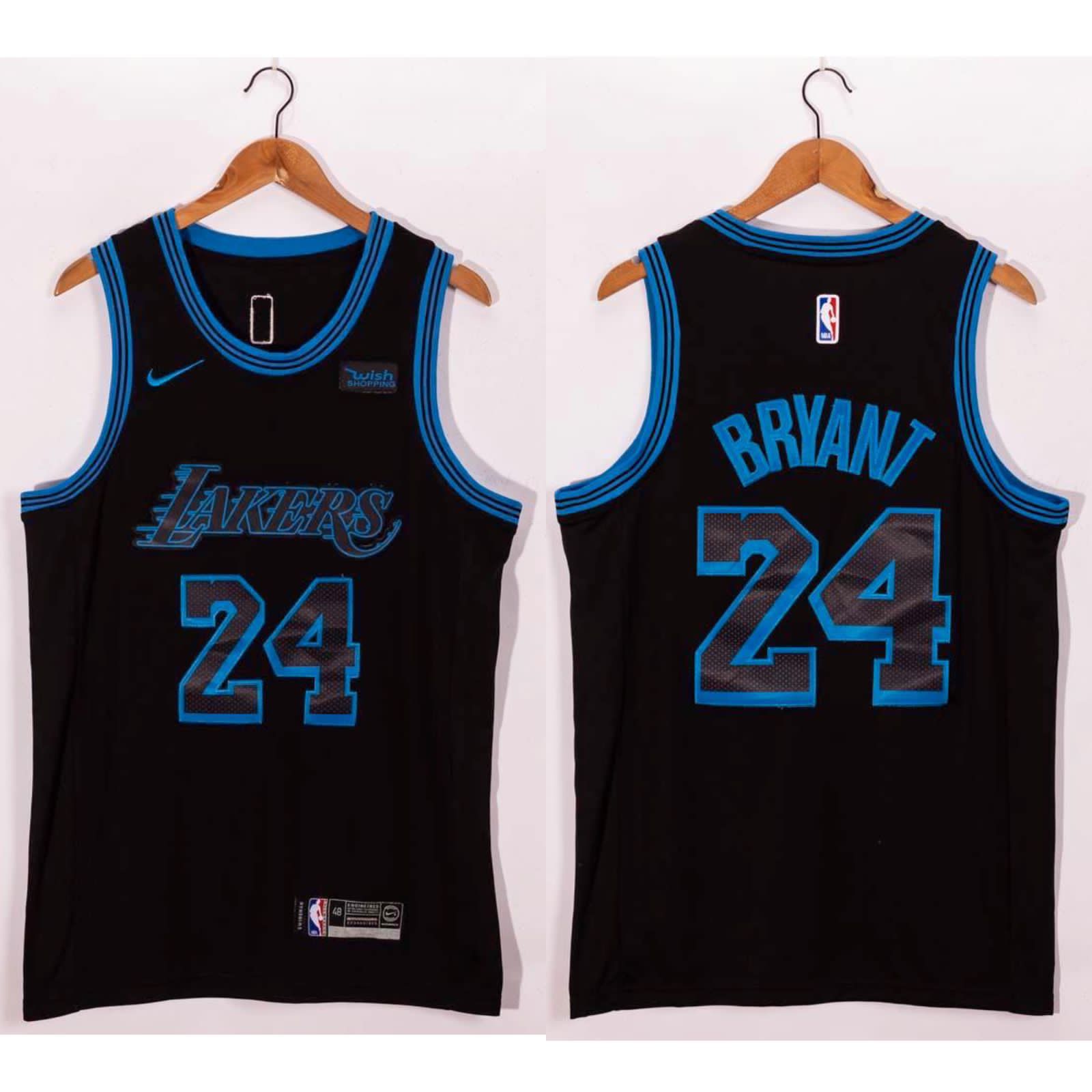 Bryant Lakers 24 Black/Sky Blue Basketball Jersey [Stitch]