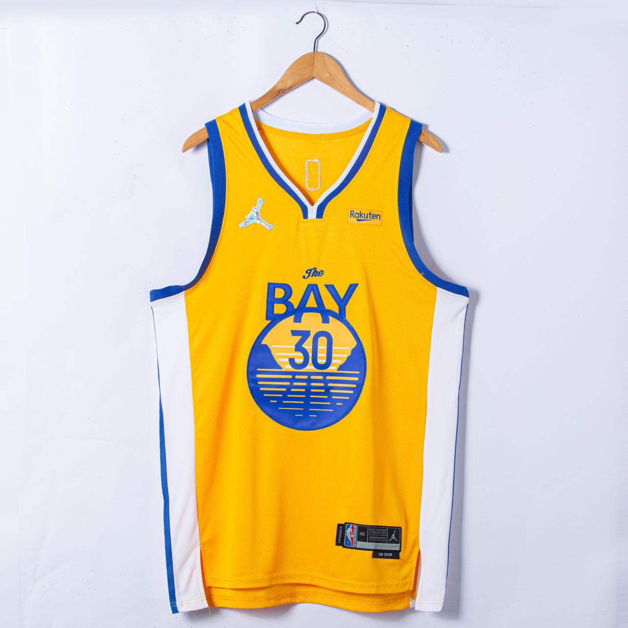 Curry 30 Warriors Yellow/Blue Basketball Jersey [Stitch]