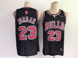 Jordan Bulls 23 Black/Red Panther Basketball Jersey [Stitch]