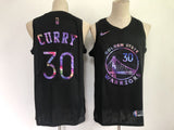 Curry 30 Warriors Black/Multicolor Basketball Jersey [Stitch]