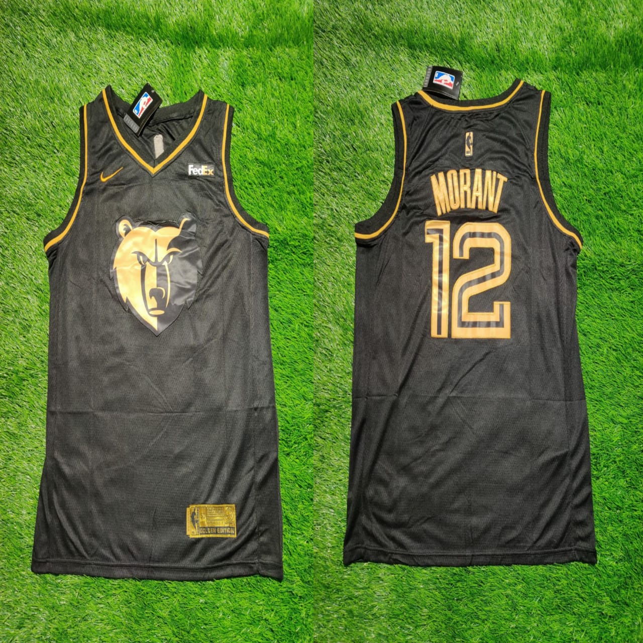 Morrant 12 Wolves Black/Yellow Basketball Jersey [Stitch]