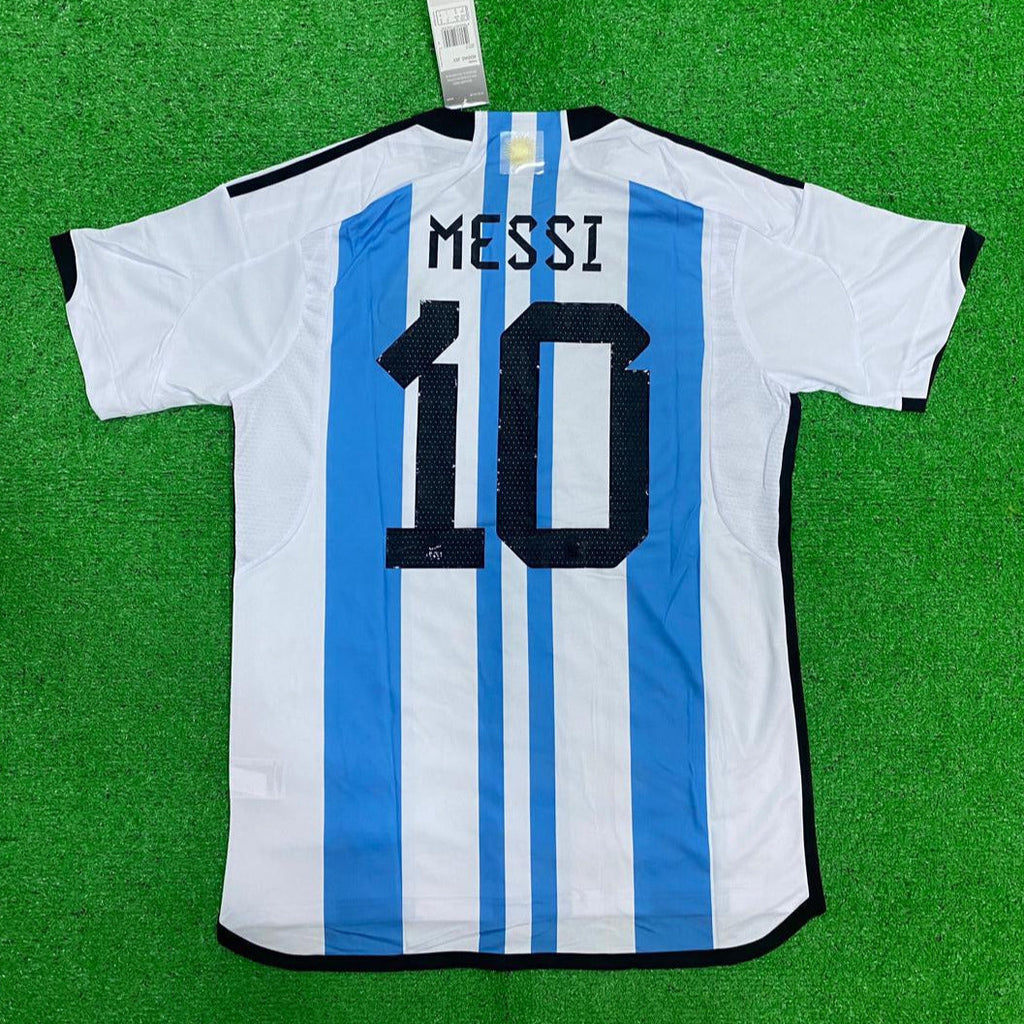 Argentina Home shirt, Messi 10, 2022 World cup jersey with 3 stars