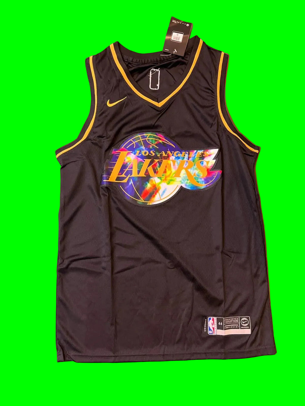 James 6 Lakers Black/Reflective Basketball Jersey [Stitch]