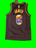 James 6 Lakers Black/Reflective Basketball Jersey [Stitch]